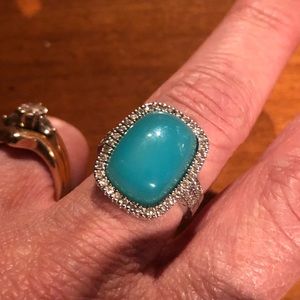 14k white gold chrysocolla chalcedony ring.